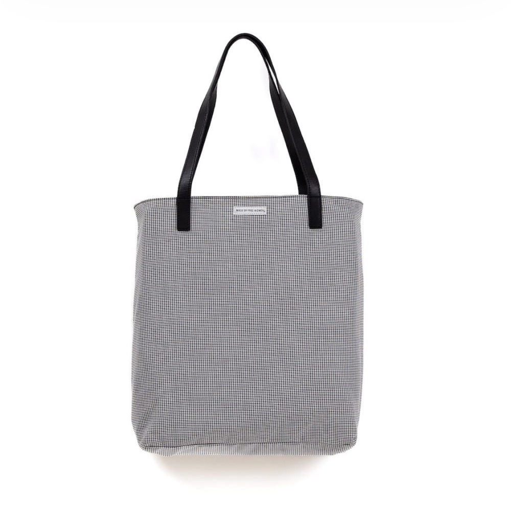 Day Tote Houndstooth w/ leath straps, by Made Free NWT